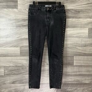 Stitch‎ Play Womens Tapered Jeans Black Pockets Studded Mid Rise Denim Juniors 7